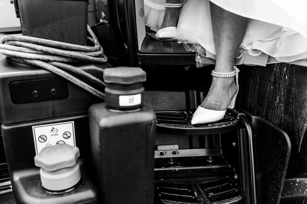 Elegant bride’s shoes and pearl anklets on a bride getting ready for her wedding at BGS Weddings, showcasing stylish bridal accessories.
